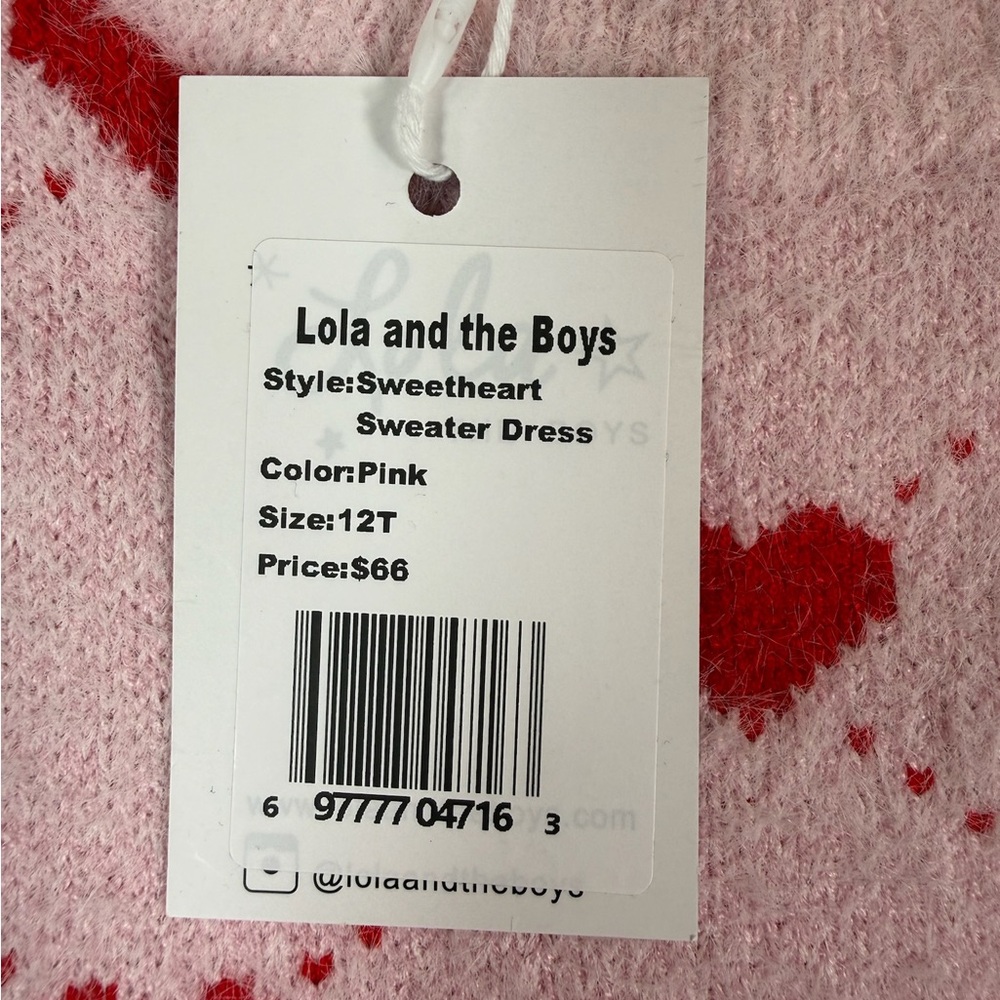 NWT LOLA AND THE BOYS Sweetheart Pink Mock Neck Sweater Dress Valentine Size 12T - Picture 7 of 10